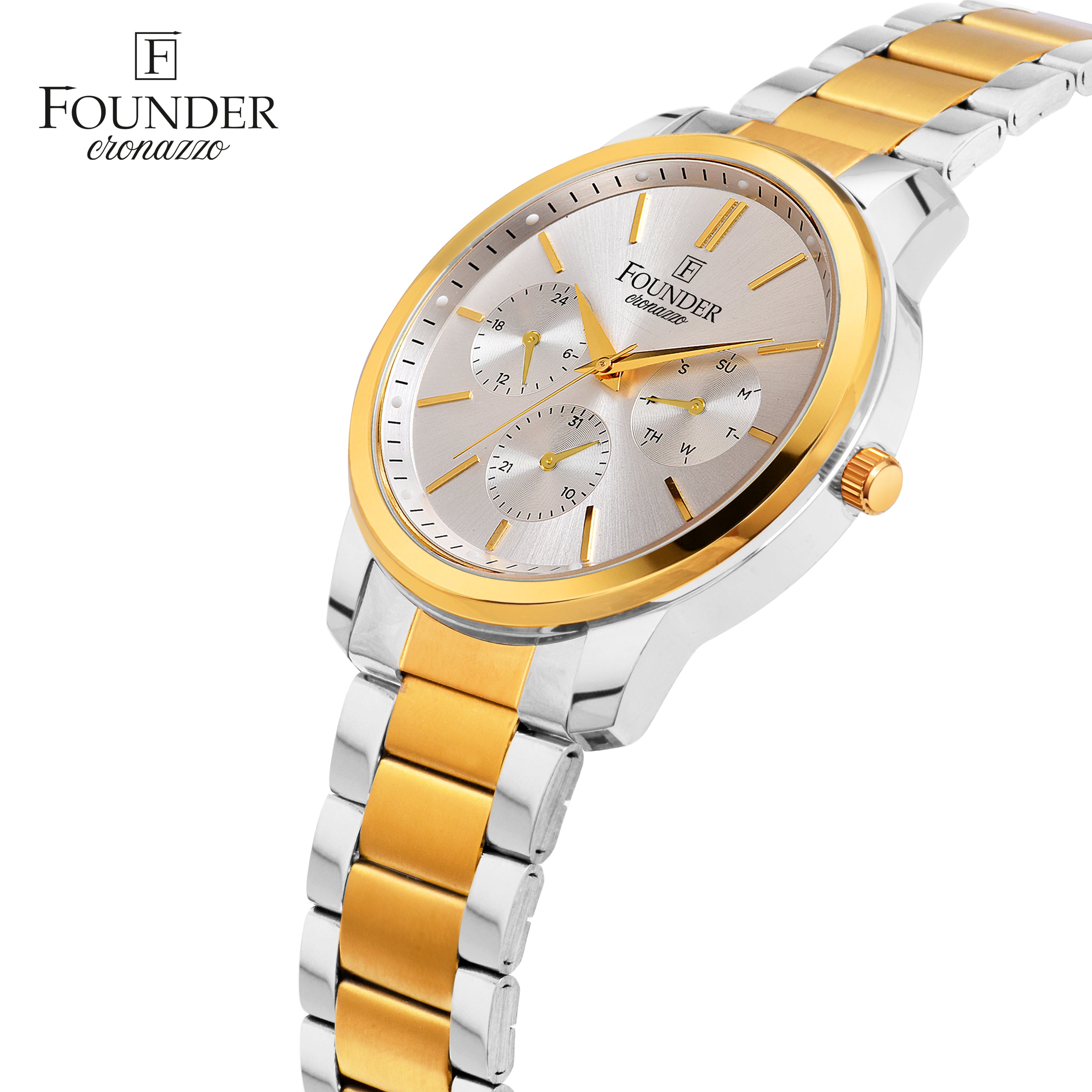 Stainless steel body with brushed finish Chronograph