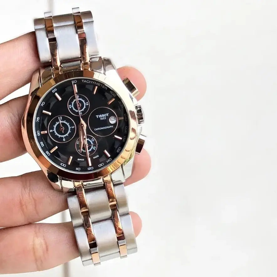 Tissot 1853 Black Dial with Rosegold Bezel (Two-Tone Strap)