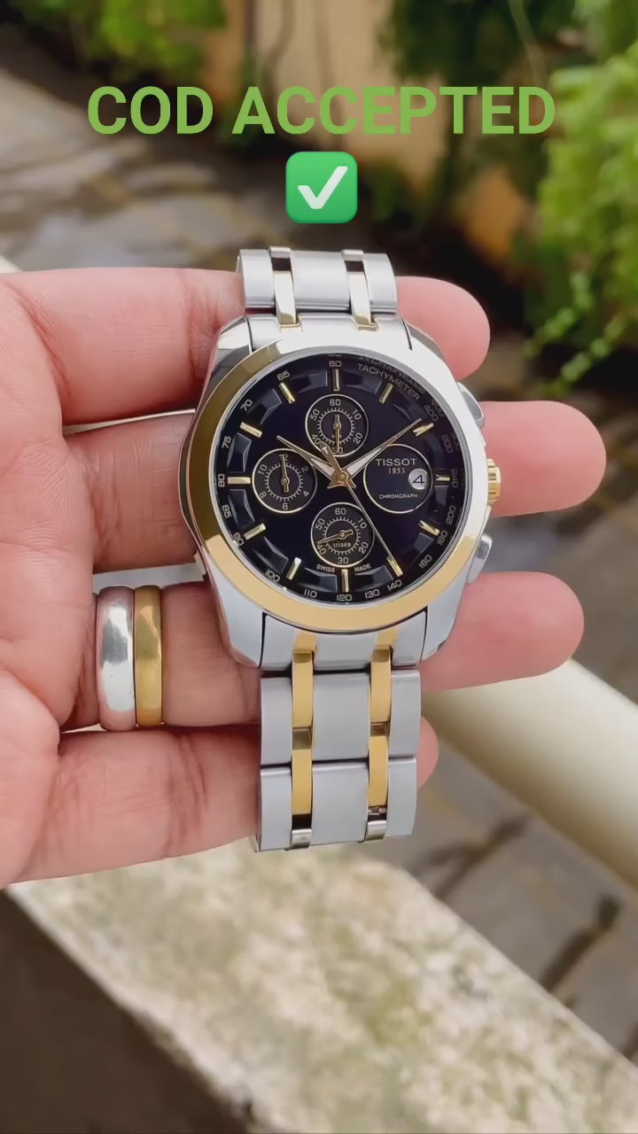 Tissot 1853 Black Dial with Rosegold Bezel (Two-Tone Strap)